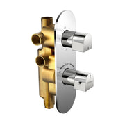Plantex 3 Way Thermostatic Shower Diverter/Pure Brass Concealed & Exposed 3-Outlet Mixer Valve Body/Multi-Function Bathroom Diverter with Button Control - Chrome (TSP-095A)