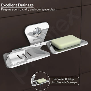 Plantex Stainless Steel Chrome Finish Double Soap Dish Stand for Bathroom/Wall Mounted soap Holder - Bathroom Accessories
