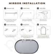 Plantex Aluminium Frame Mirror for Bathroom/Wall Mount Capsule Mirror for Bedroom/Dressing Room/Living Room/Entryway - (Black, 18x30 Inch)