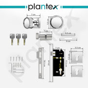 Plantex Triple Security Door Lock for Home/Main Door Lock Set with 3 Years of Warranty by plantex/Mortise Lock for Door with Brass Lock Body & Cylinder (Satin)