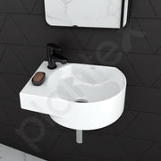Plantex Ceramic Wall Hung Basin/Washbasin for Bathroom/Wall Mount Corner Wash Basin/Sink for Living Room/Office (Orca, White)