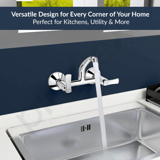 Plantex Sink Cock for Kitchen Sink/360 Degree Rotating with Foam Flow/Wall Mount Swan Neck with Wall Flange and Teflon Tape - Pack of 1 (Chrome, 3523)