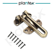 Plantex Swing Bar Lock for Hinged Swing-in Doors, Safety Door Guard for All Door, Door Latch Pack of 8 (Brass Antique)
