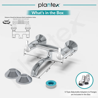 Plantex Pure Brass Wall Mixer Non Telephonic/Mixer Tap for Bathroom with Brass Wall Flange & Teflon Tape/Bathroom Mixer Tap-(AQ-1416-Mirror Chrome)