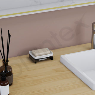 Plantex Single Soap Dish/Stainless Steel and ABS Soap Dish for Bathroom/Soap Stand/Holder/Bathroom Accessories - (Black & White)