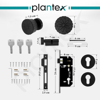 Plantex Heavy Duty Door Lock/Main Door Mortise Lock Handle/Handle Set for Home/Office/Door Accessories (Black)