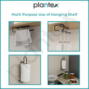Plantex Self-Adhesive Drill Free Kitchen Towel Hanger/Adhesive Toilet Paper Holder/Toilet Paper Roll Holder Self Adhesive for Bathroom Accessories (Black)