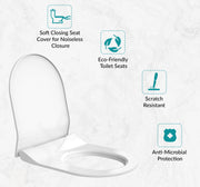 Plantex Polypropylene Toilet Seat/Western Toilet Seats For Bathroom/Soft Closing Toilet Seat/Seat For Commode - Round (Glossy White)