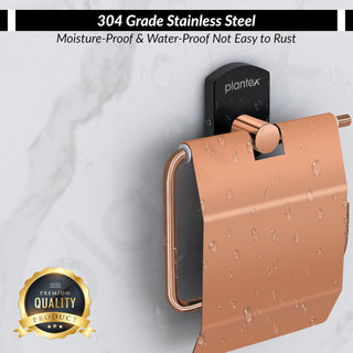 Plantex 304 Stainless Steel Toilet Paper Holder/Tissue Paper Roll Holder for Bathroom/Washroom/Bathroom Accessories -Parv (Rose Gold & Black)