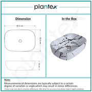 Plantex Tabletop Wash Basin/Bathroom Basin Sink/Ceramic Countertop Basin/Marble Basin with Grey Veins/Wash Basin for Bathroom, Restaurant, Hotel (18 x 13 x 5.5 Inch)