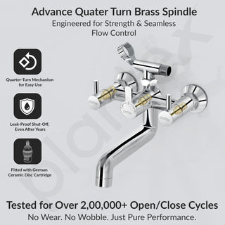 Plantex Telephonic Brass Wall Mixer for Bathroom/Tap Mixer/Wall Mixer for Bathroom 2 in 1 with 7-Year Manufacturer's Warranty-(ICO-917-Chrome)