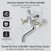 Plantex Telephonic Brass Wall Mixer for Bathroom/Tap Mixer/Wall Mixer for Bathroom 2 in 1 with 7-Year Manufacturer's Warranty-(ICO-917-Chrome)