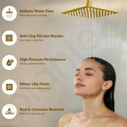 Plantex Stainless Steel Overhead Shower 8 x 8 inch with Water-Saving Technology/High pressure Rain Shower Head without Arm/Bathroom Shower -(Ultra Slim-PVD Gold)