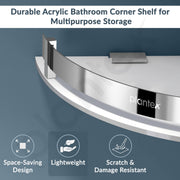Plantex Corner Shelf for Bathroom Acrylic/Wall Mounted Storage Shelf with Stainless Steel Railings/Bathroom Accessories (White, 12x12 Inches)