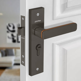 Plantex Heavy-Duty Main Door Mortise Lock Handle Set with 3 Keys, Brass Lock Body & Cylinder (8125 - Grey & PVD Choco)