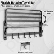 Plantex Self Adhesive Towel Hanger for Bathroom/Towel Rack for Bathroom 24 Inch/Towel Rack Standing/Bathroom Accessories - Pack of 1(Black, 6800)