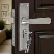 Plantex Stainless Steel Door Lock Handle Set/6-Lever Lock Mechanism with 3 Years of Warranty/Mortise Lock with 3 Keys, Brass Lock Body & Cylinder - (Matt)