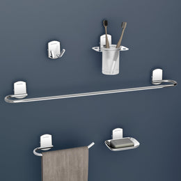 Plantex Parv 304 Grade Stainless Steel Towel Rod for Bathroom/Soap Holder/Napkin Ring/Tumbler Holder/Robe Hook/Bathroom Accessories - Chrome