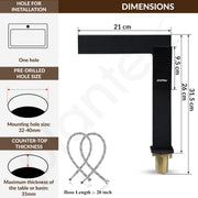 Plantex Single Lever Basin Mixer Tap/Pure Brass Pillar Tap for Wash Basin/Hot and Cold Water Tap for Basin - (7877-Black)