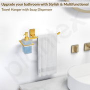 Plantex 304 Grade Stainless Steel Liquid Soap Dispenser with Napkin Ring/Shampoo Dispenser/Towel Ring for Bathroom - Pack of 1 (Crystal, PVD Gold)