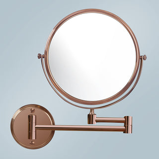 Plantex Round Brass and Stainless Steel Body Two-Sided 360° Swivel/Makeup Mirror/Shaving Mirror for Bathroom/Magnifying Mirror/Vanity Mirror for Bathroom (8 Inches/Rose Gold)