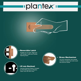 Plantex Heavy Duty Door Lock - Main Door Lock Set with 3 Keys/Mortise Door Lock for Home/Office/Hotel (7110 - PVD Choco)