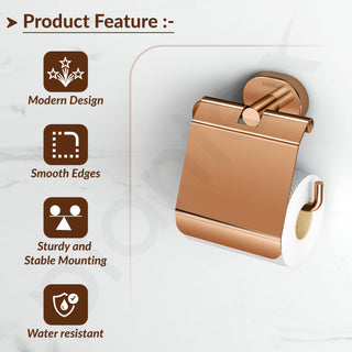 Plantex J4 Stainless Steel Toilet Paper Holder for Bathroom/Tissue Holder for Washroom/Toilet roll Holder for Wall Mounted/Bathroom Accessories (PVD Rose Gold Finish) Onix