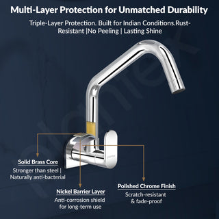 Plantex Kitchen Taps for Home Sink with Water Saving Nozzle for Kitchen Tap/High Arc 360° Swivel Spout for Sink Tap with Brass Wall Flange -7 Year Warranty by Plantex -(ORN-211-Chrome)