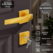 Plantex Heay Duty Mortise Door Lock for Home/Main Door Lock Set/Door Handle Lock with Brass Lock Body & Cylinder (7129, PVD Gold)