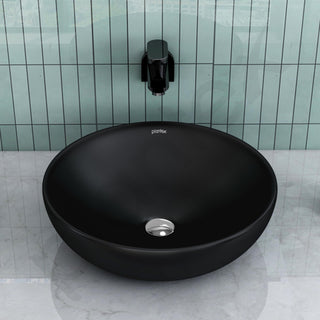 Plantex Platinum Ceramic Tabletop Round Wash Basin/Countertop Bathroom Sink/Tabletop Wash Basin(Black, 15.5 x 15.5 x 5 Inch)