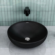 Plantex Platinum Ceramic Tabletop Round Wash Basin/Countertop Bathroom Sink/ Tabletop Wash Basin(Black, 15.5 x 15.5 x 5 Inch)