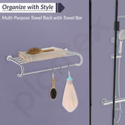 Plantex 304 Grade Stainless Steel Bathroom Towel Hanger/Towel Rack with Towel Rod/Towel Holder/Bathroom Accessories - Daizy (24-inch) Chrome