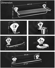 Plantex High Grade Stainless Steel Bathroom Accessories Set of 6/Foldable Towel Rack/Towel Rod/Napkin Ring/Tumbler Holder/Soap Dish/Robe Hook-(Silver,Set of 6)