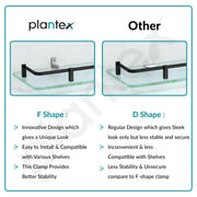 Plantex Premium Frosted Bathroom Glass Shelf/Kitchen/Glass Shelf for Bathroom Wall/Living Room with Brass Railings and Brackets(Transparent, Black – 12 x 6 inches - Pack of 1)