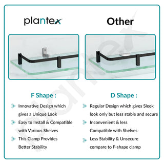 Plantex Bathroom Accessories - Wall Mounted Bathroom Shelves/Glass Shelves for Kitchen/Living Room with Black Brass Railings (18x6 Inches, Frosted) - Pack of 3