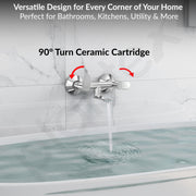 Plantex Pure Brass Orn-216 Non Telephonic Wall Mixer with Watert Saving Nozzle/Mixer Tap for Bathroom with Brass Wall Flange and Teflon Tape -7 Year Warranty (Mirror Chrome)