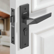 Plantex Door Lock for Home /6-Lever Lock Mechanism with 3 Years of Warranty/Heavy-Duty Door Lock Handle Set with 3 Keys, Brass Lock Body & Cylinder - (8129-Grey)