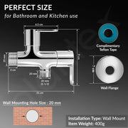 Plantex Pure Brass Angle Valve 2 in 1/Two Way Angle Cock Tap with Wall Flange & Teflon Tape/Angle Valve for Bathroom with 7 Year Manufacturer's Warranty- (Alpha, Chrome)