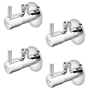Plantex ICO-905 Pure Brass Angle Valve for Bathroom with Teflon Tape and Brass Wall Flange/Angle cock for Wash basin and Health Faucet - [Pack of 4 -Chrome]