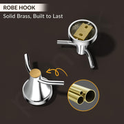 Plantex Robe Hook for Bathroom/Pure Brass Clothes Hanging Hook/Hook for Wall/Bathroom Accessories - Pack of 1 (APS-EFL-04, Chrome)
