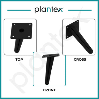 Plantex 6 Inch Sofa Legs for Bed Furniture/Sofa Legs for Table/Sofa Support Legs with Rubber Grip (Black, 8 Pcs)