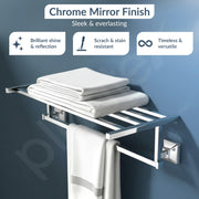 Plantex 304 Grade Stainless Steel Towel Rack for Bathroom/Towel Rod/Towel Hanger/Bathroom Accessories - Squaro (18-Inch) Chrome