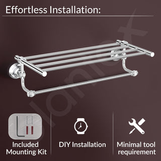 Plantex 304 Grade Stainless Steel Towel Rack with Rod/Towel Hanger for Bathroom/Towel Holder/Stand/Bathroom Accessories - Skyllo (18 inch -Chrome)