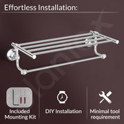Plantex 304 Grade Stainless Steel Towel Rack with Rod/Towel Hanger for Bathroom/Towel Holder/Stand/Bathroom Accessories - Skyllo (18 inch -Chrome)