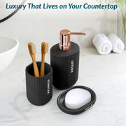 Plantex Ceramic Bathroom Set - Soap Holder for Bathroom/Liquid Soap Dispenser/Tumbler Holder/Toothbrush Holder - 3 Pcs Set