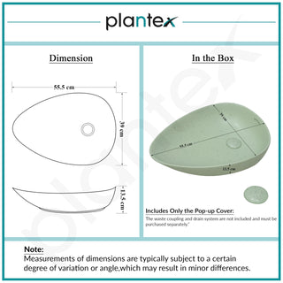 Plantex Ceramic Wash Basin/Designer Basin/Tabletop Wash Basin/Basin for Bathroom/Home/Office- (Tea Green - 22 x 15.5 x 5 Inch)