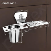Plantex Stainless Steel 2in1 Soap Holder with Tumbler Holder/Bathroom Accessories - (Chrome)