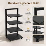 Plantex Shelf Storage Rack/GI Steel Storage Organizer/4 Tier Shelf Rack for Home - Pack of 1 (Black)