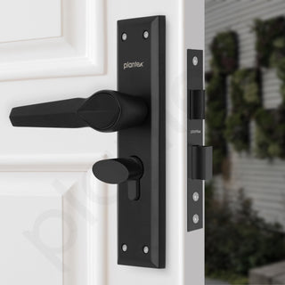 Plantex Heavy-Duty Door Lock/Main Door Lock Handle Set/6-Lever Lock Mechanism Mortise Lock with 3 Keys/Brass Lock Body & Cylinder (PTP-07, Black)