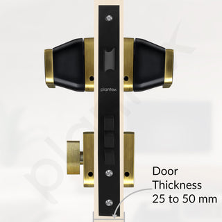 Plantex Door Lock for Home/Main Door Lock Set with 3 Computerized Key/Mortise Lock for Door with Brass Lockbody & Cylinder (SM026, Brass Antique & Black)